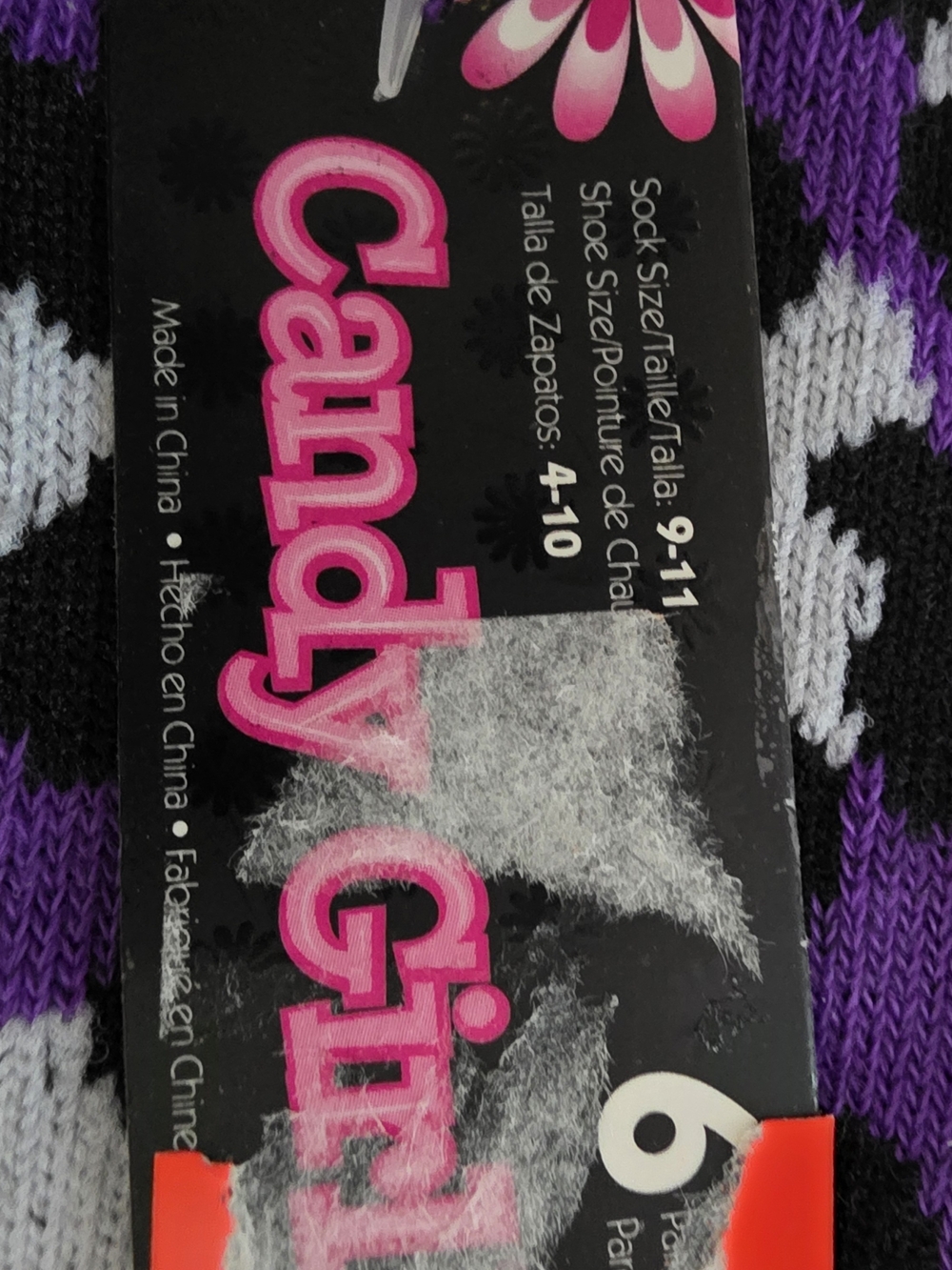 Candy Girl Purple & Black Patterned Socks